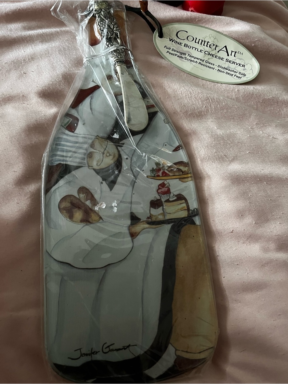 Counterparts Wine Bottle Cheese Server - White, Cream, Black & Brown